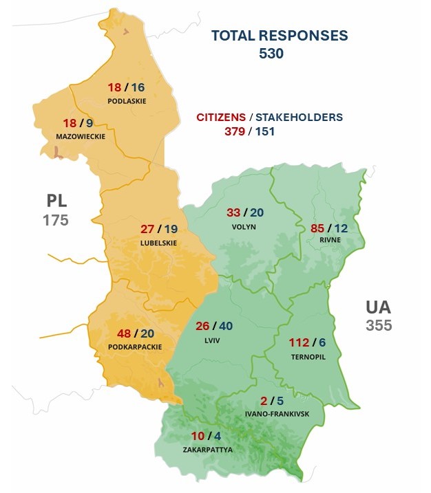 Mapa z podsumowaniem wyników (zrzut ekranu)